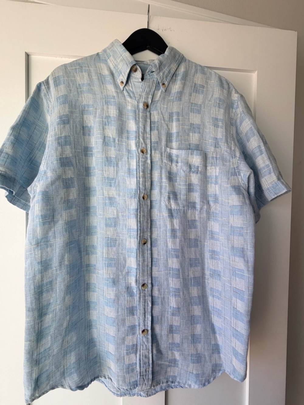 The Territory Ahead Light Blue Linen Short-Sleeve Button-Down Shirt